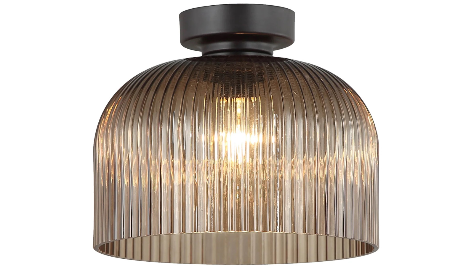 DIY Amber Dome Ribbed Glass Batten Fitting Light