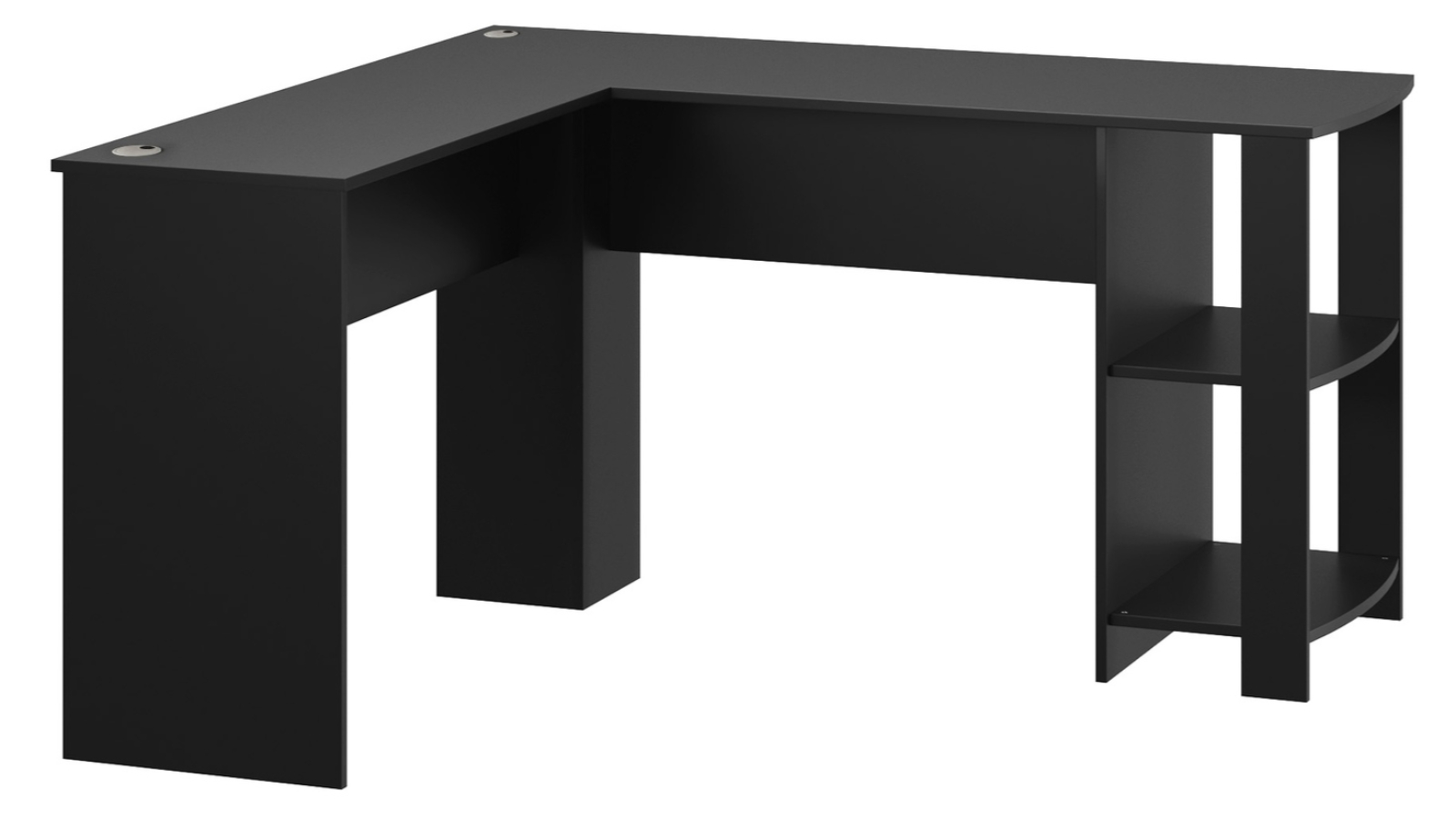 Oikiture L Shape Computer Desk with Storage Shelve Black Harvey Norman