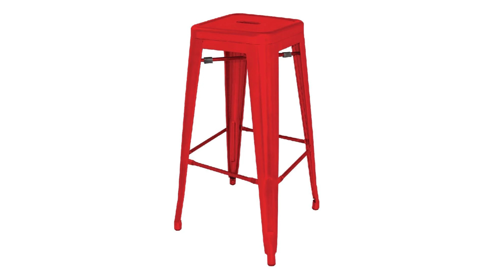 Bolero Pack of 4 High Metal Bar Stool - Red