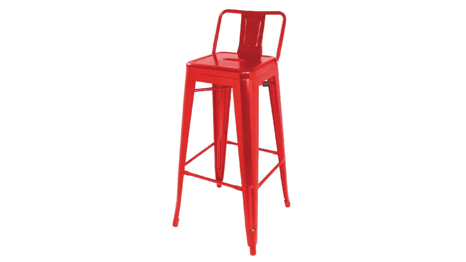Bolero Pack of 4 High Metal Bar Stool with Back Rest - Red