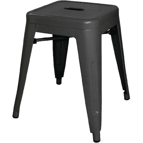 Bolero Pack of 4 Low Metal Bar Stool - Black