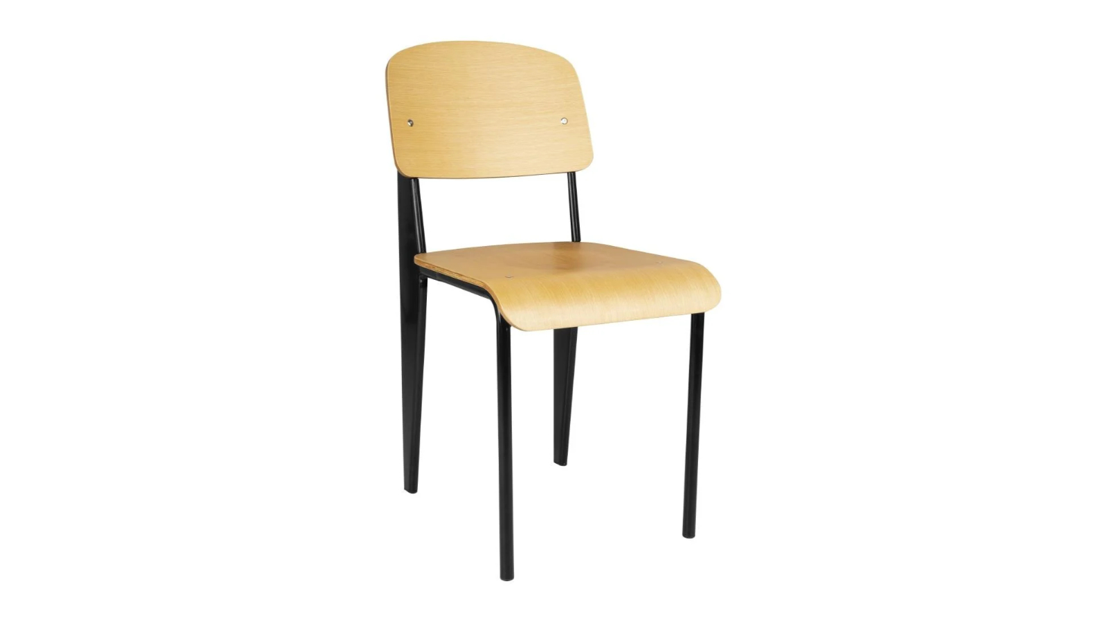 Bolero Pack of 4 Wooden Dining Cafe Chair with Black Steel Frame