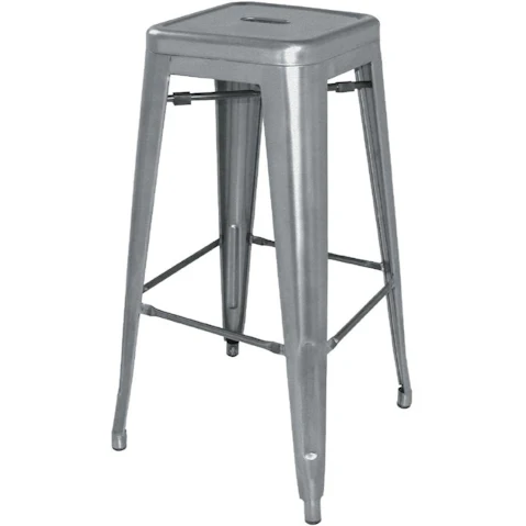Bolero Pack of 4 Gunmetal Grey High Metal Bar Cafe Stool