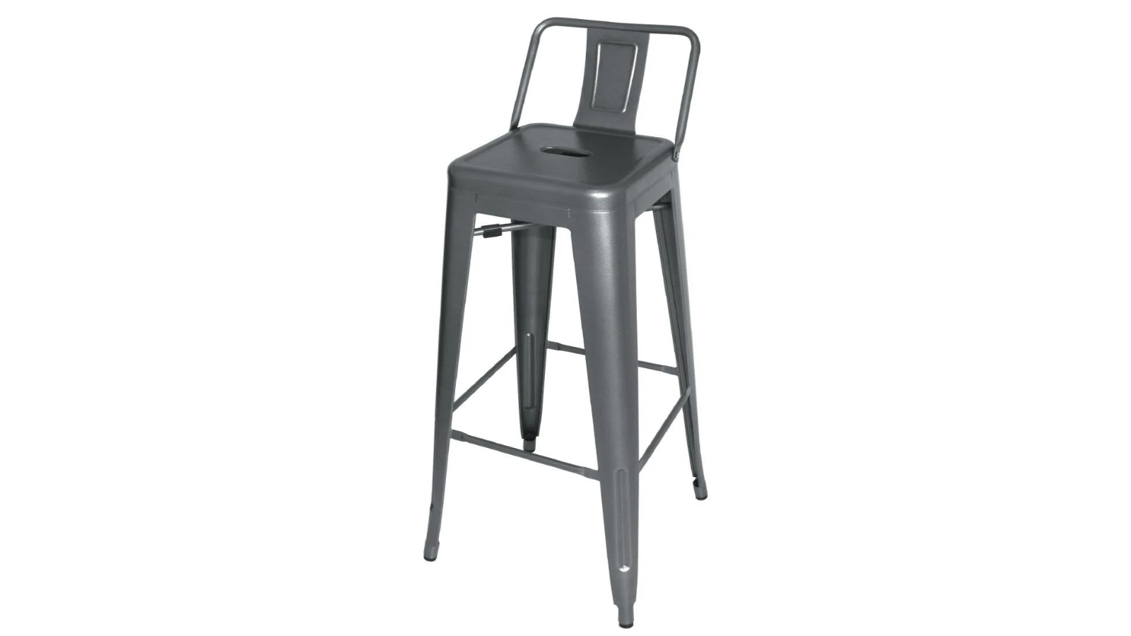 Bolero Pack of 4 High Metal Bar Stool with Back Rest - Gunmetal Grey