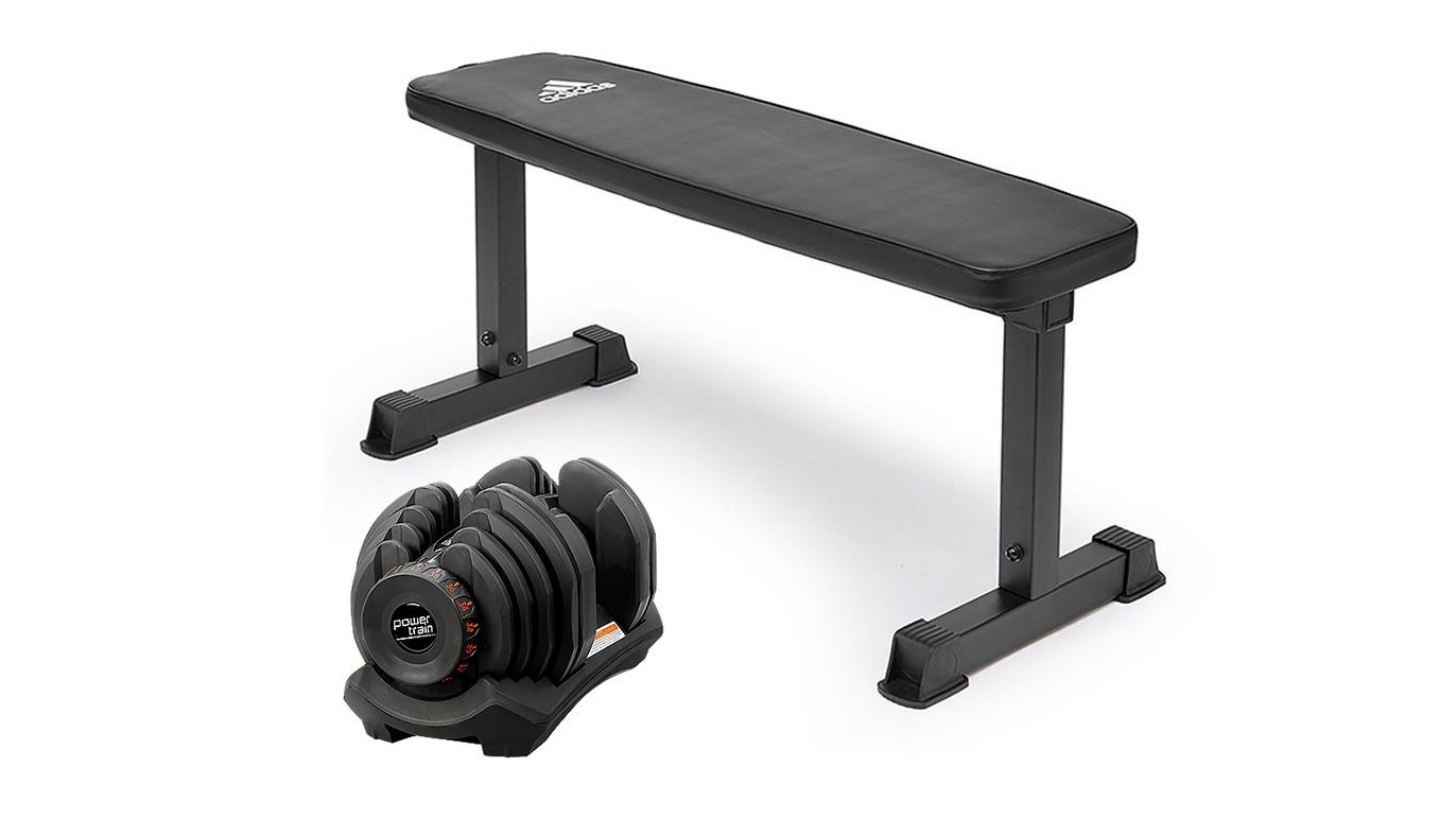 PowerTrain 1x 40Kg Dumbbell with 10437 Bench