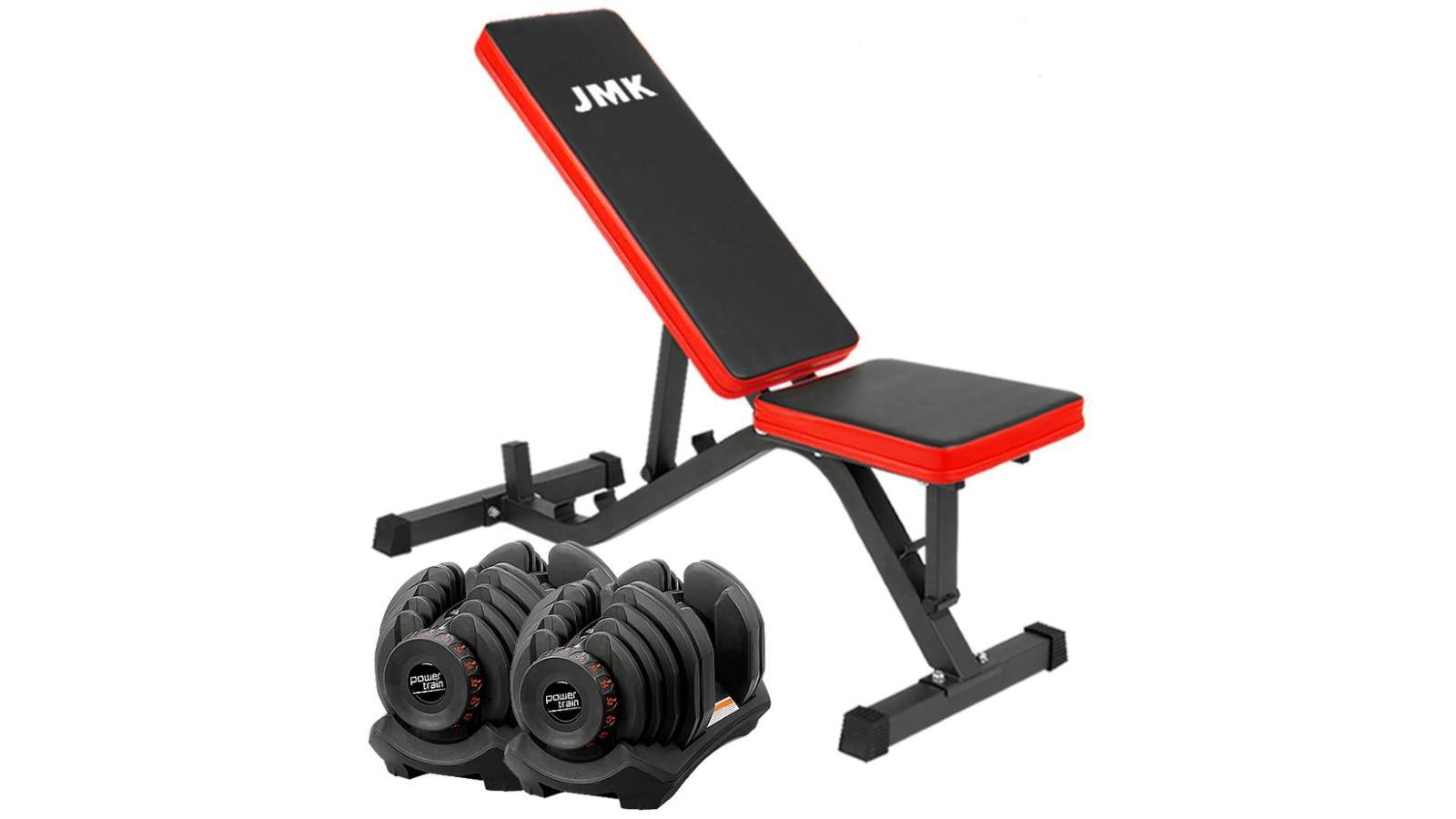 PowerTrain 2x 40kg Dumbbells with ZYDB Bench