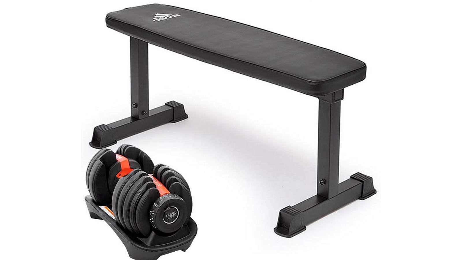 PowerTrain 1x 24kg Dumbbell with 10437 Bench - Red