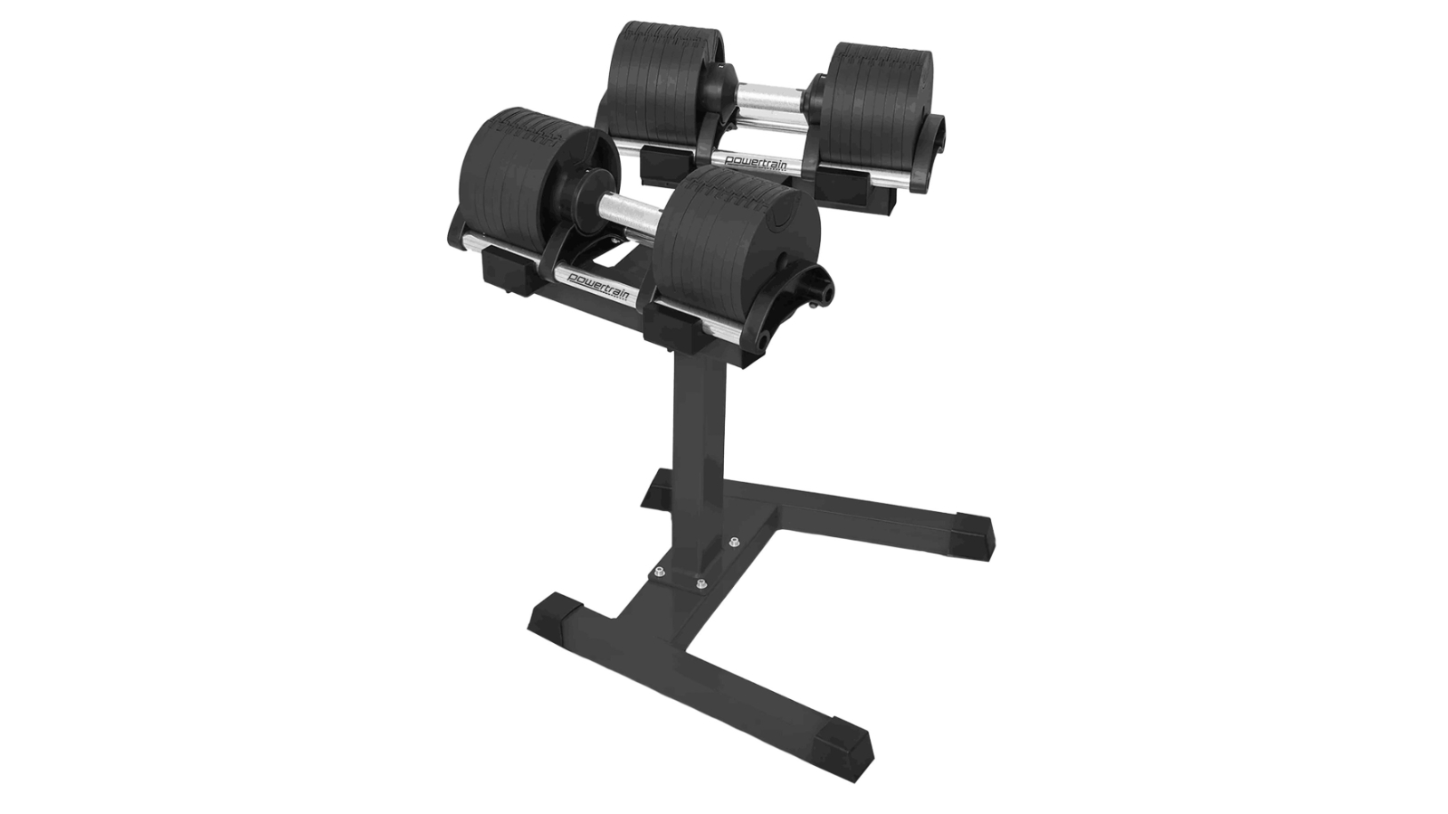 PowerTrain 2 Piece Adjustable Dumbbell with Heavy Duty Storage Rack - 45kg