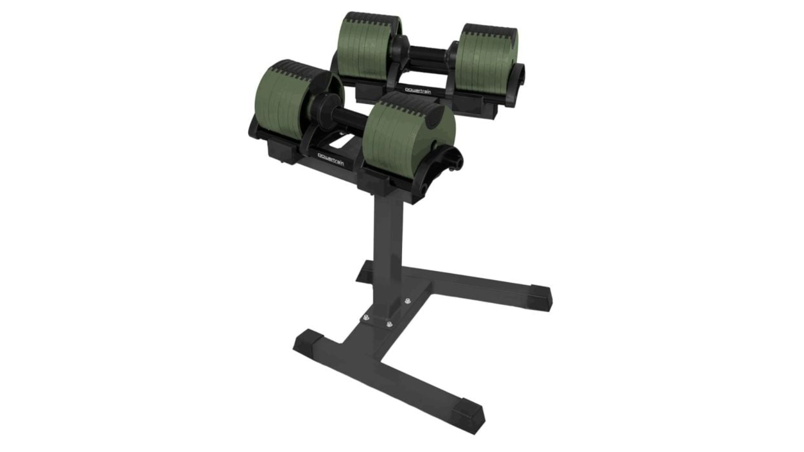Powertrain Sports Eon Dial-up 90kg Adjustable Dumbbells Pair with Stand - Green