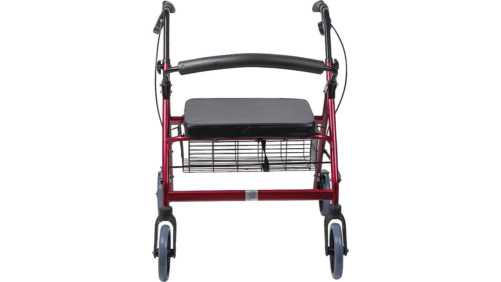 DMI Extra-Wide Heavy Duty Steel Rollator Walker - Red