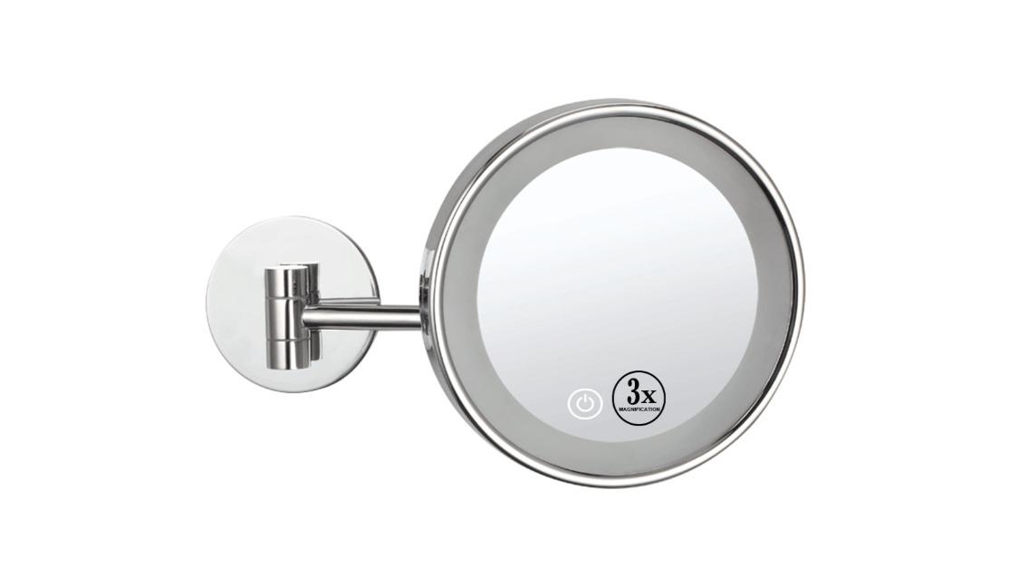 Dolphy Single Arm 3x LED Round Wall Mounted Mirror - White