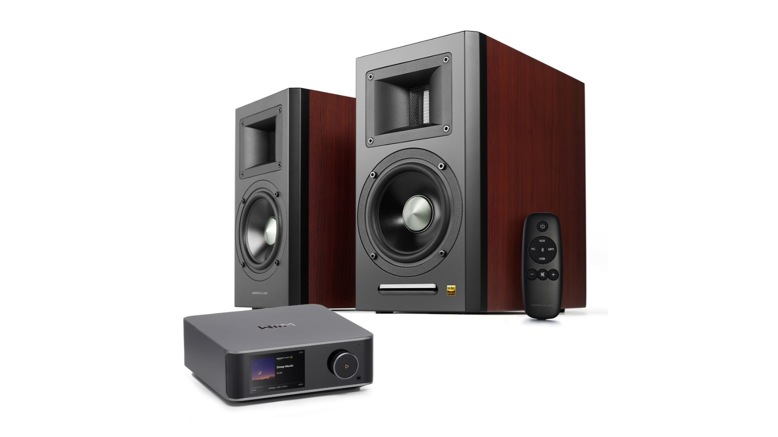 Airpulse WiiM Ultra A100 Active Stereo System - Cherry Wood