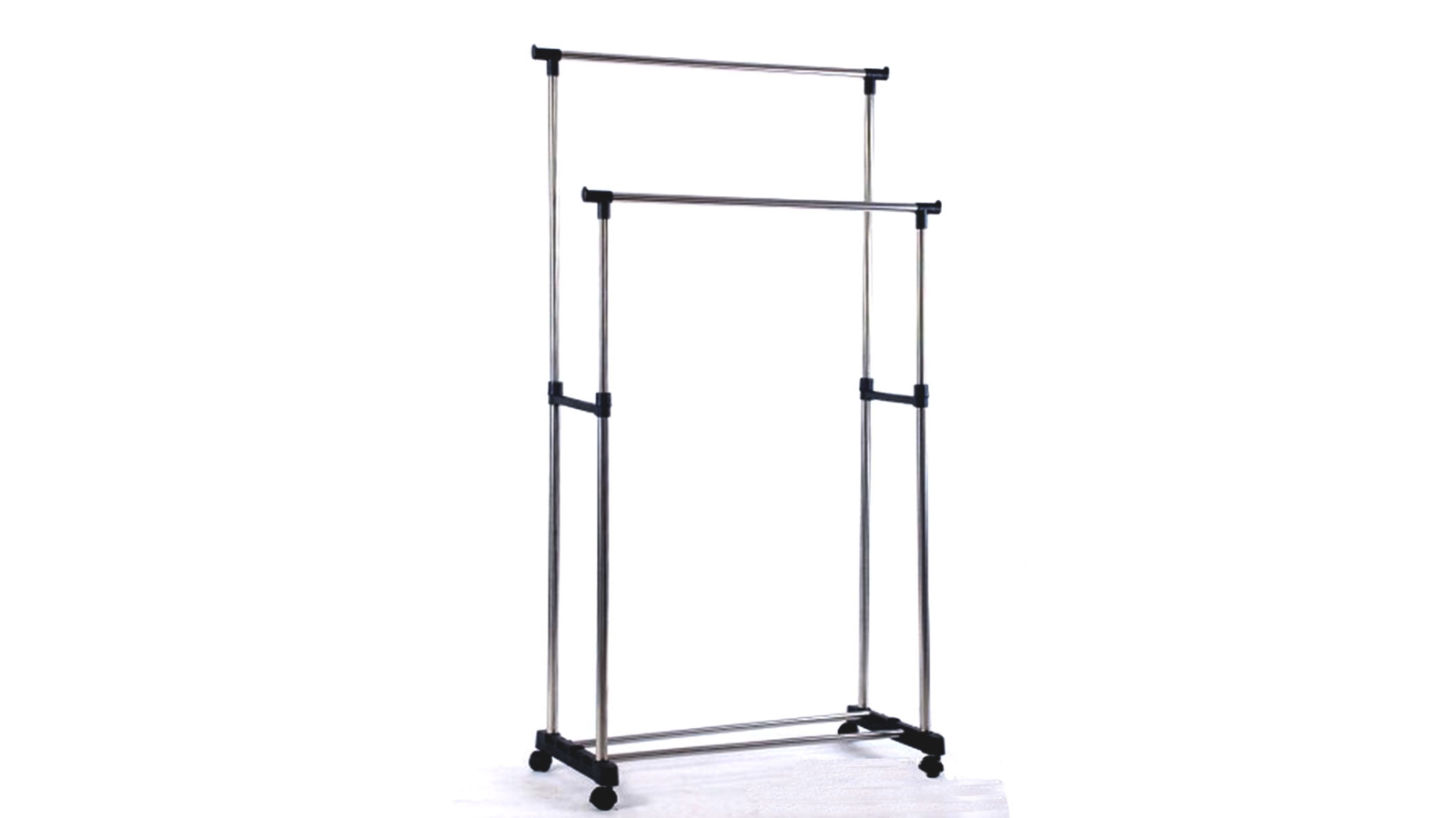 Bargene Portable Multi-Function Metal Rail Clothes Rack - Double