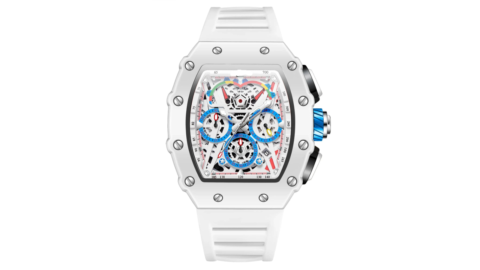 Kangaroo Fitness Waterproof Multifunction White Casual Luxury Quartz Wristwatch