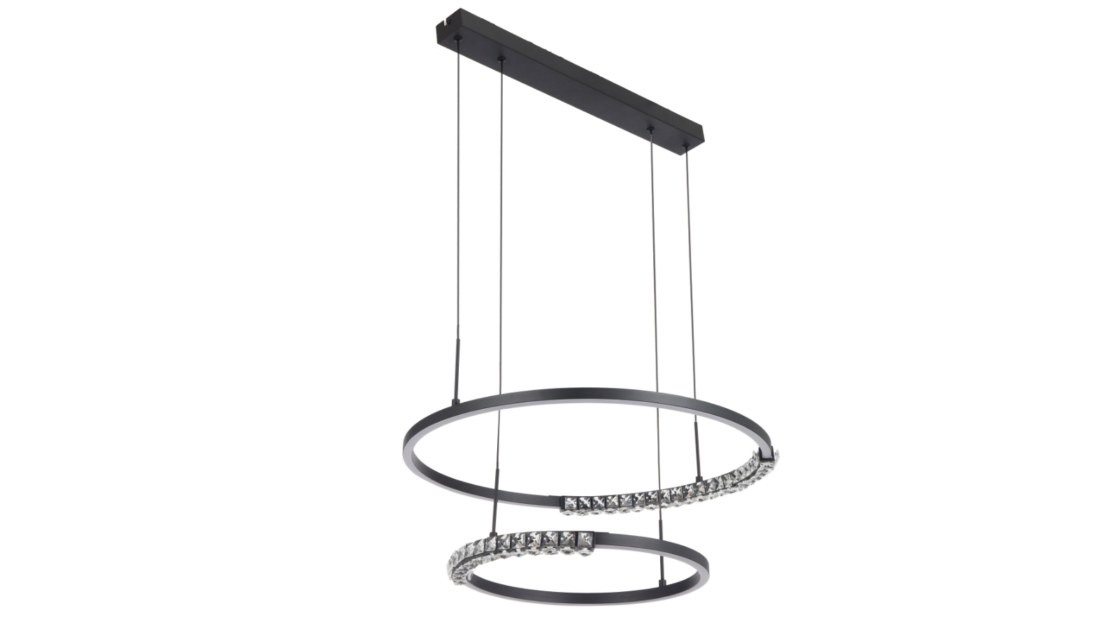 Pretty & Practical Arles 2-Tier Black Sand LED Pendant Light with Crystal Accent