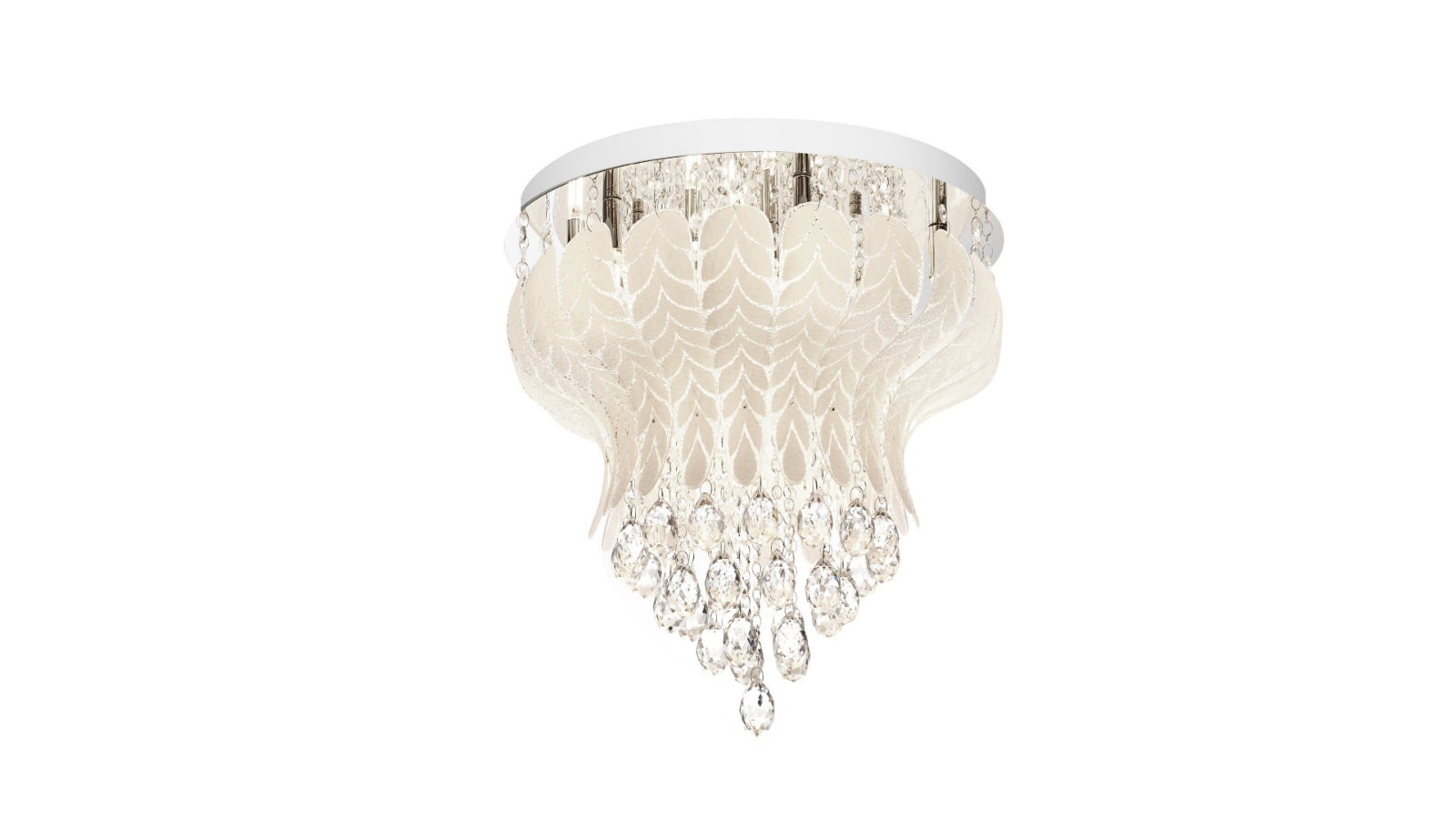 Pretty & Practical Natura White Crystal Bead Pendant Light - 60cm