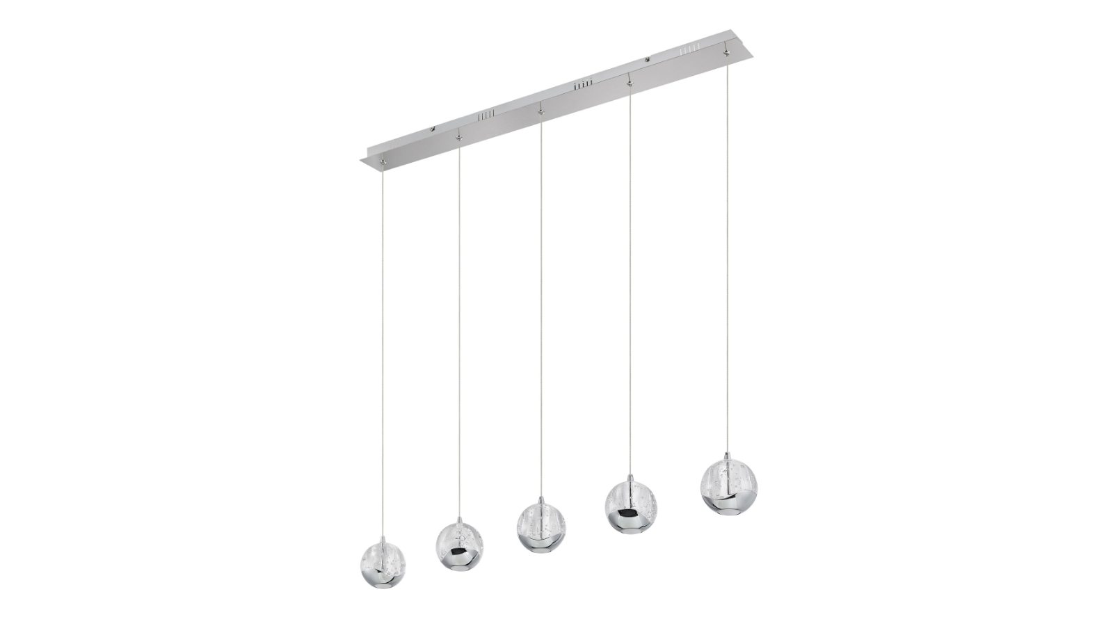 Pretty & Practical Zanoshade Chrome Bar Pendant Light with Bubble Glass Cylinder Shade
