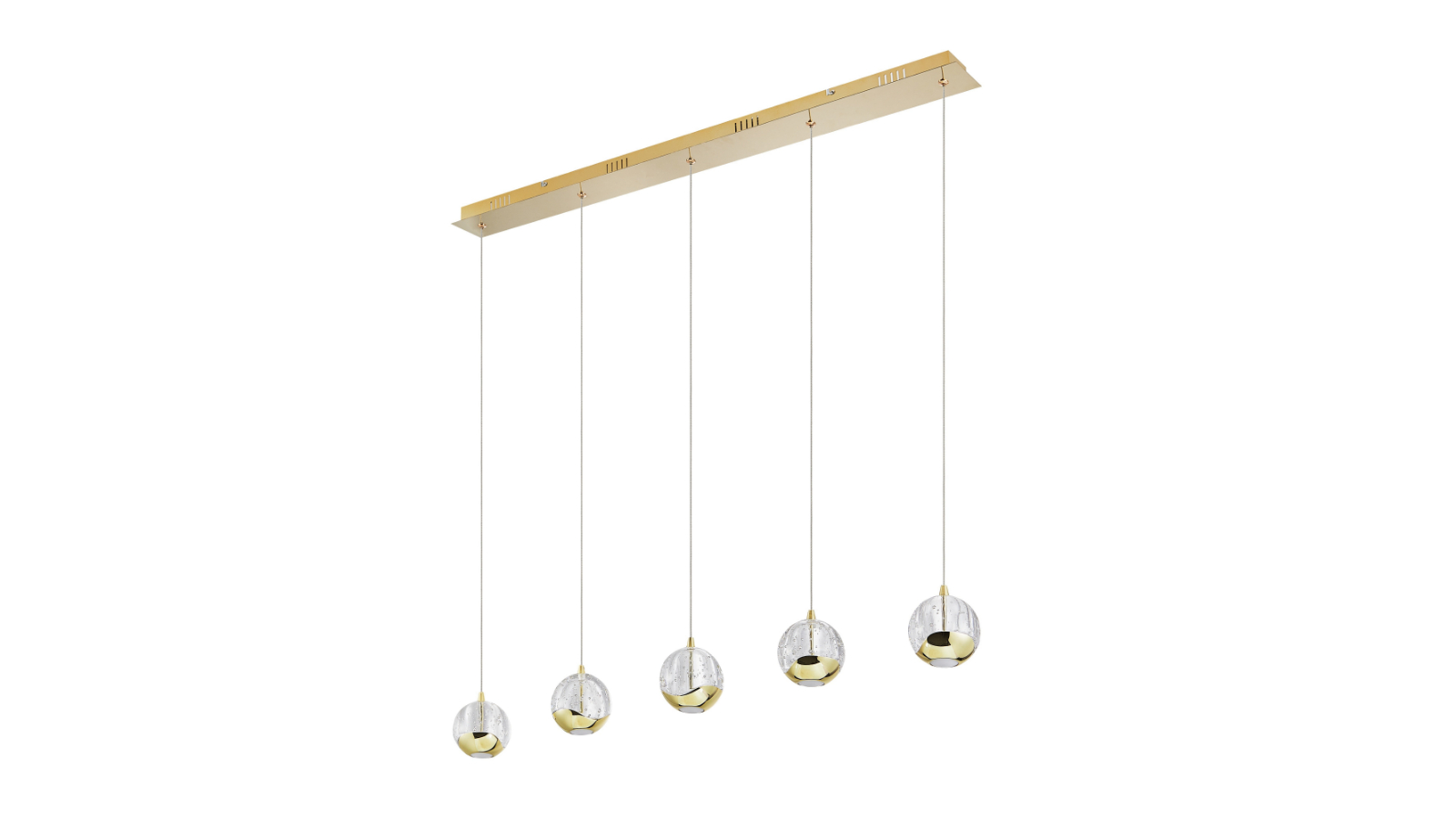 Pretty & Practical Altostone Gold Bar Pendant Light with Bubble Glass Cylinder Shade