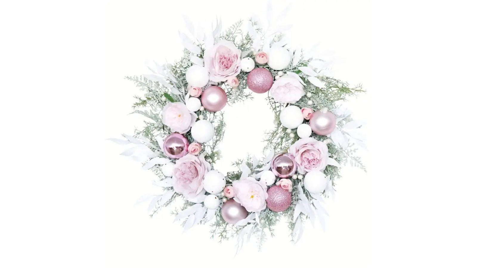 TM Pink Christmas Wreath Adorned with Bauble