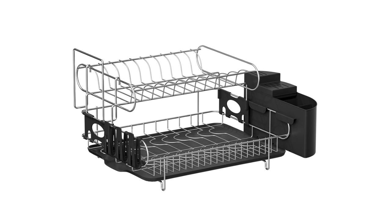 Cefito 2-Tier Stainless Steel Dish Rack - Silver/Black