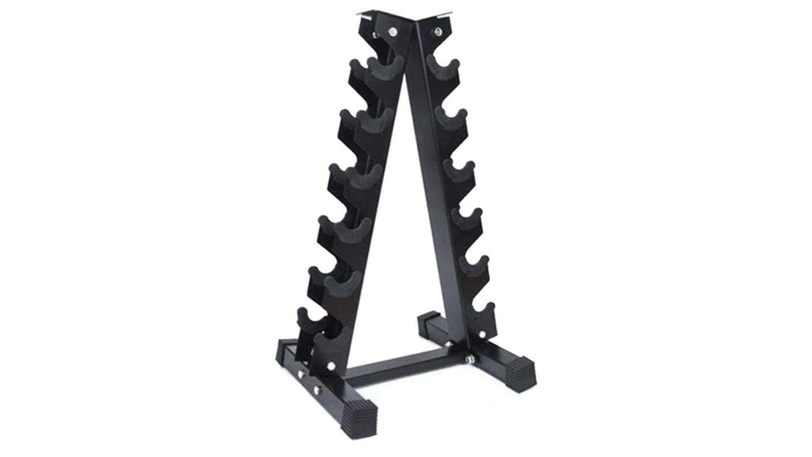 HelloDeal 6-Tier Heavy Duty Vertical A-Frame Steel Dumbbell Rack - Black