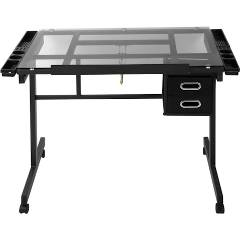 Artiss 104 x 60 x 80-125cm Adjustable Drawing Desk Drafting Table - Black