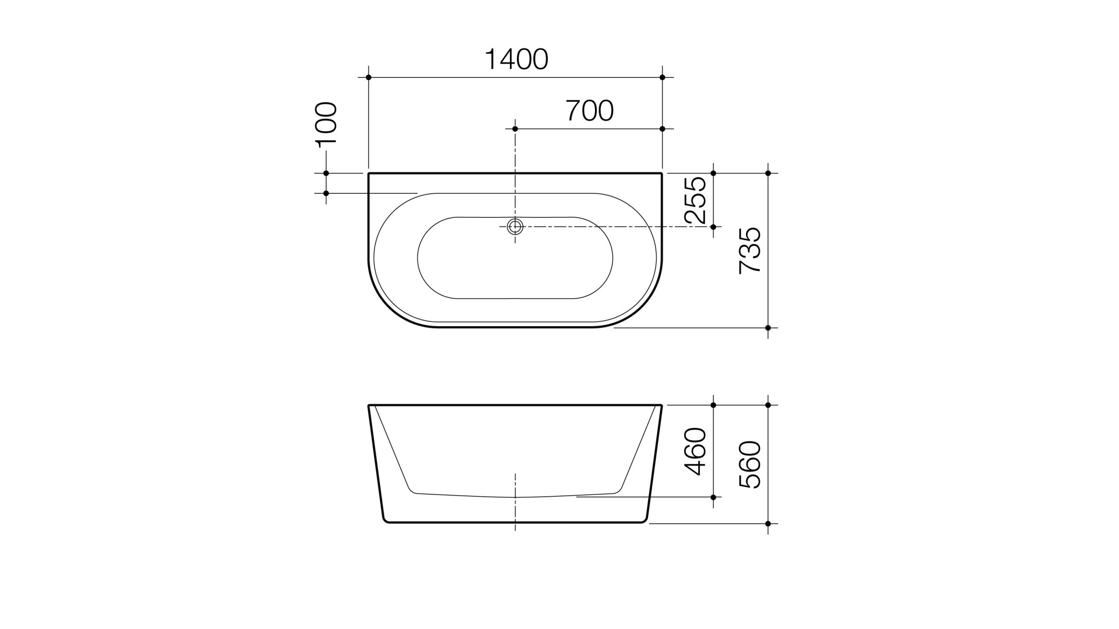 Caroma Urbane II 1400mm Back To Wall Freestanding Bath | Harvey Norman