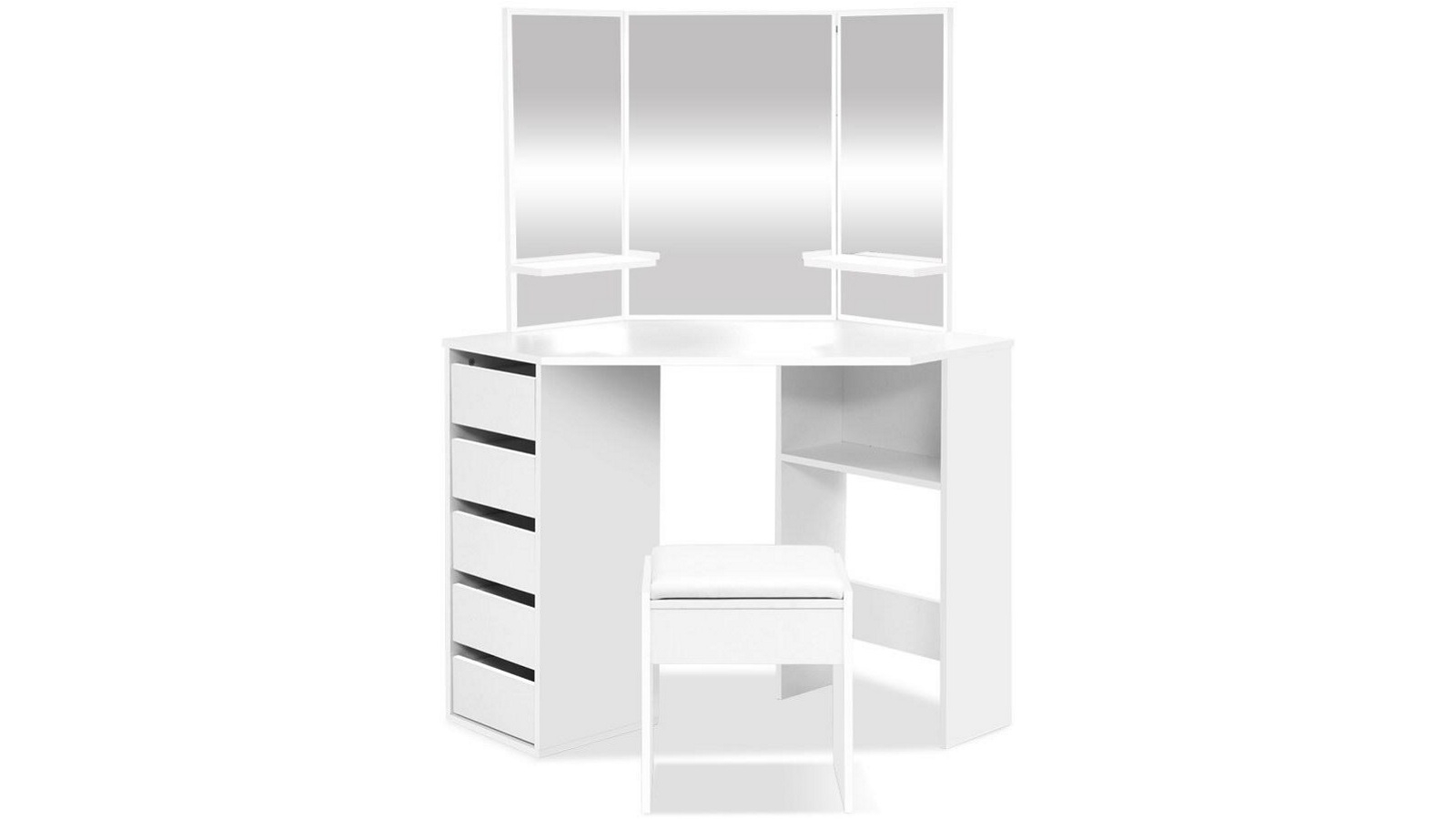 Artiss Dressing Table with Stool & Mirror - White