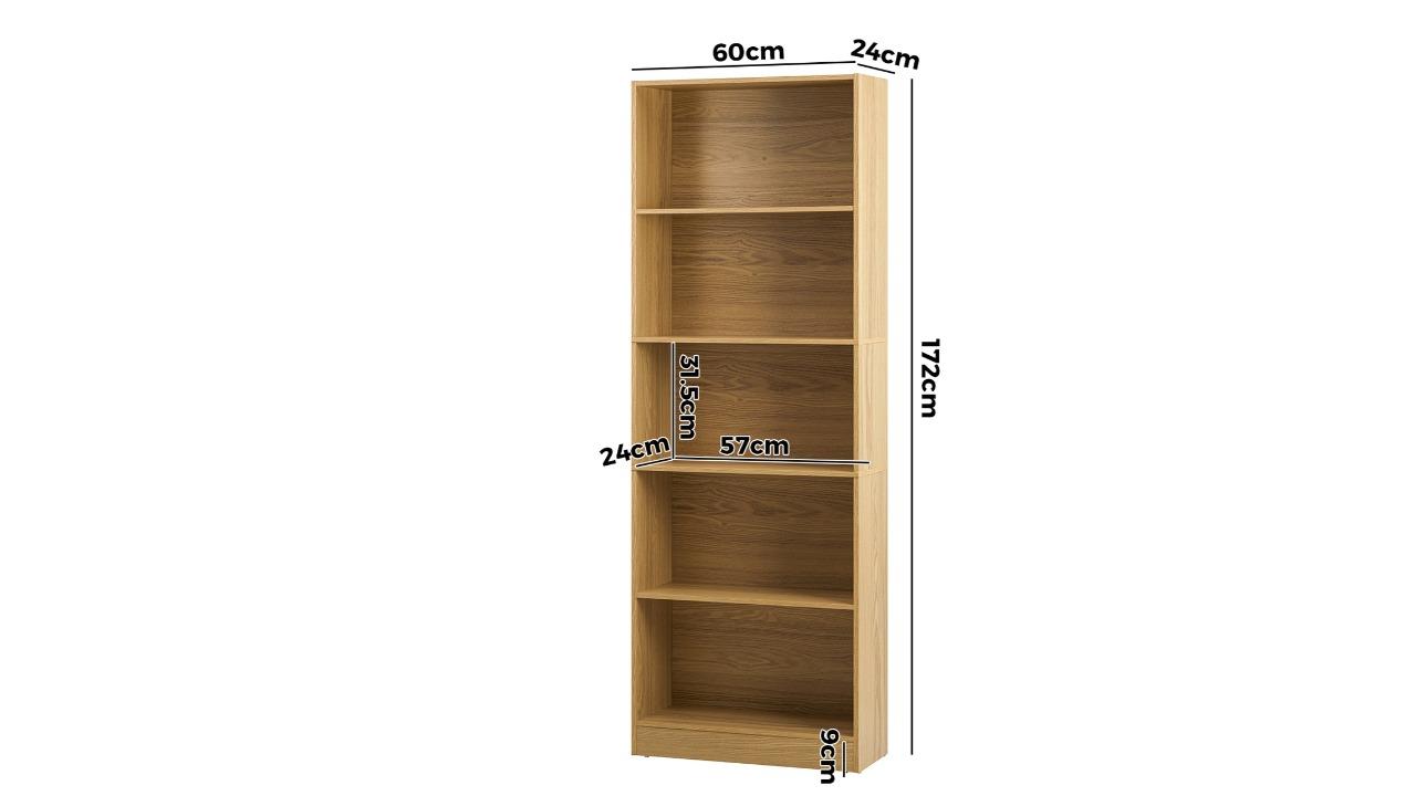 Oikiture Natural 5Tier Bookshelf Bookcase Harvey Norman
