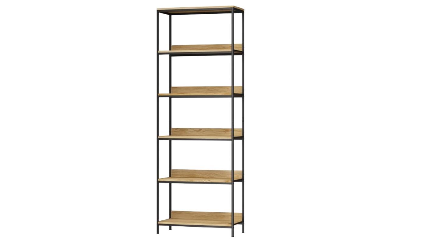 Oikiture 5-Tier Display Shelf Storage Stand Rack - Black/Wood