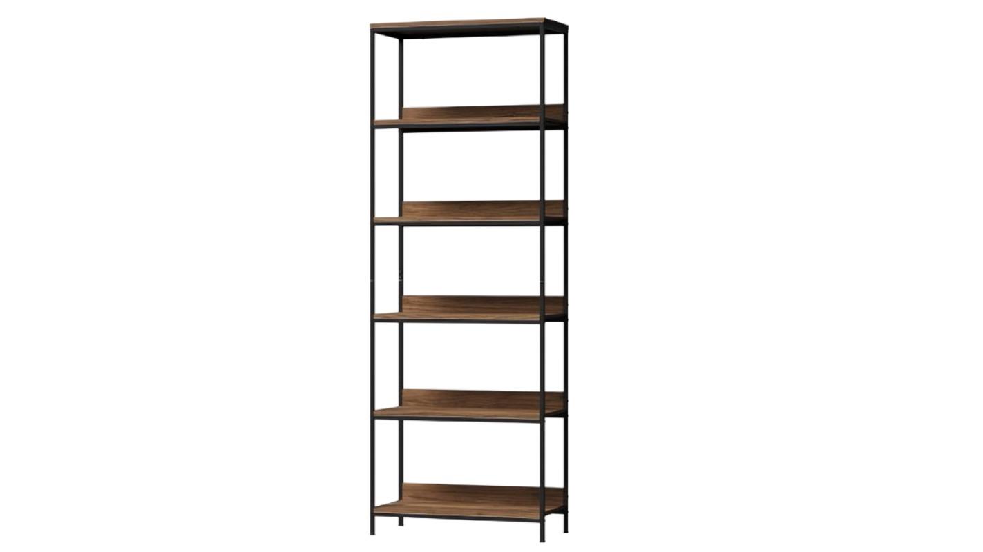 Oikiture 5-Tier Display Shelf Storage Stand Rack - Black/Walnut