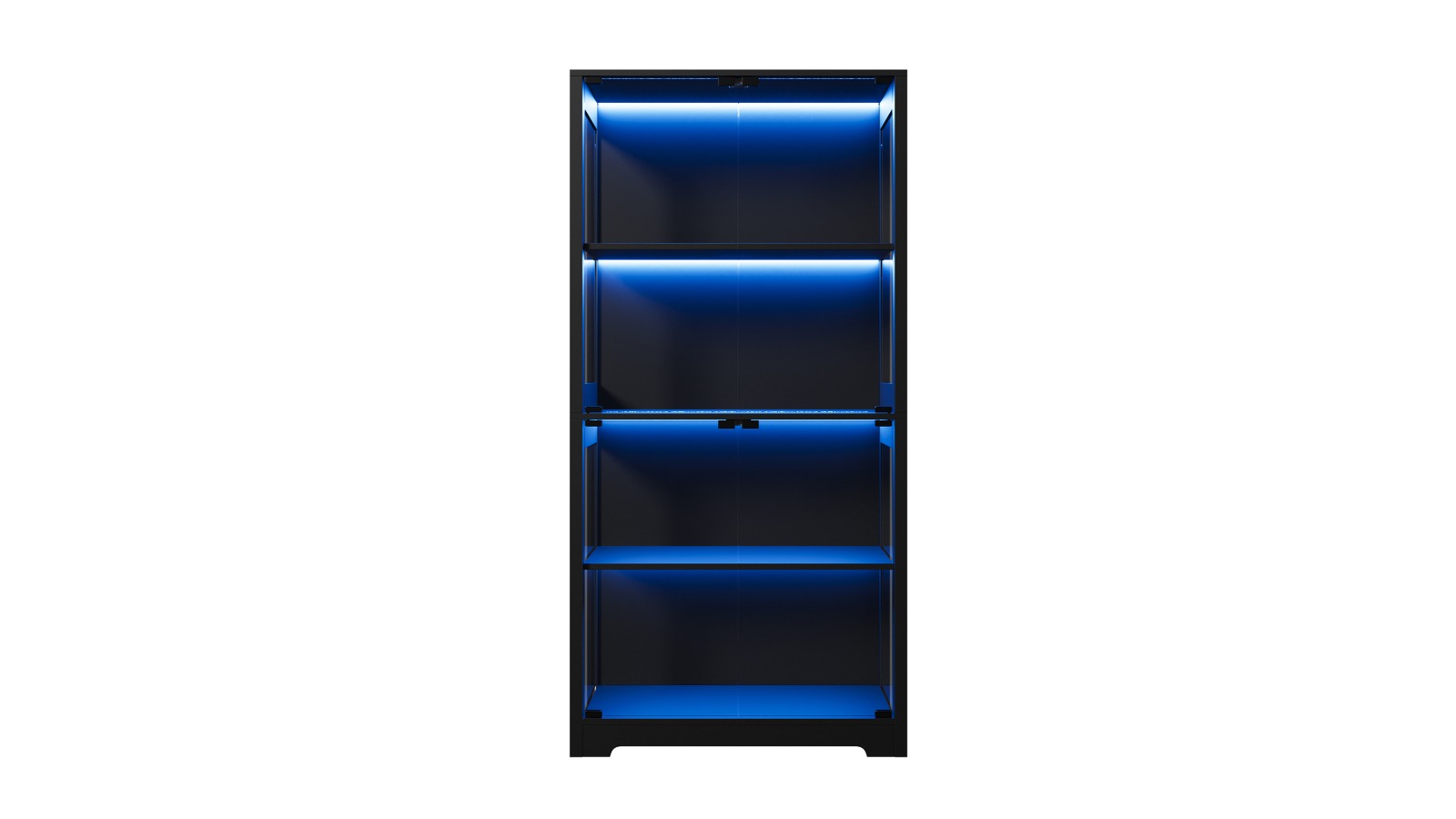 Oikiture 4-Tier Glass Display Cabinet LED Light Bookcase Stand Storage - Black