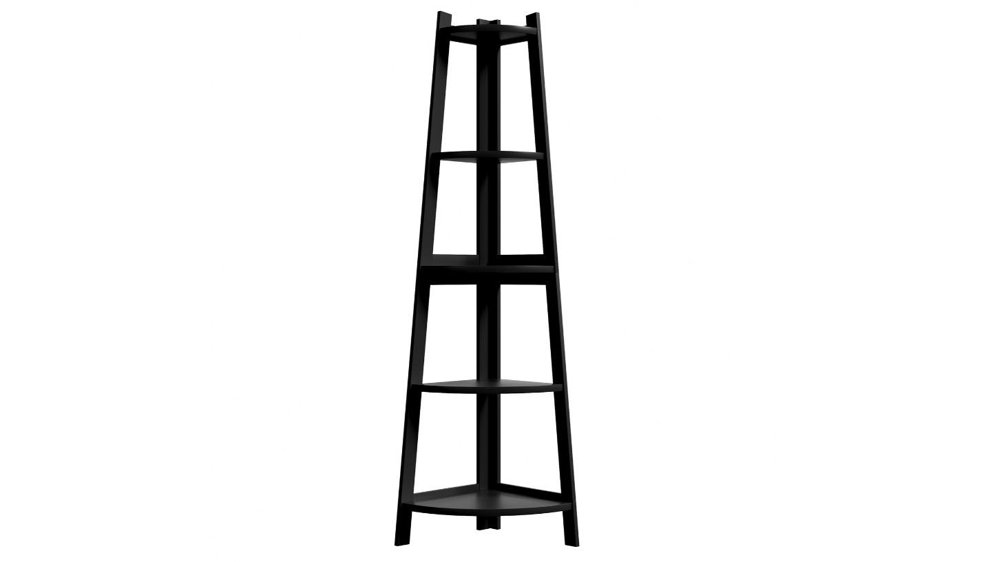 Oikiture 5-Tier Corner Ladder Shelf Stand - Black