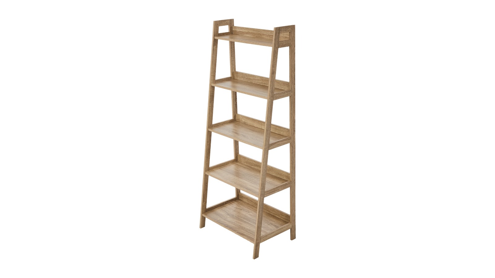 Oikiture 5-Tier Bookshelf Corner Ladder Storage Rack - Natural
