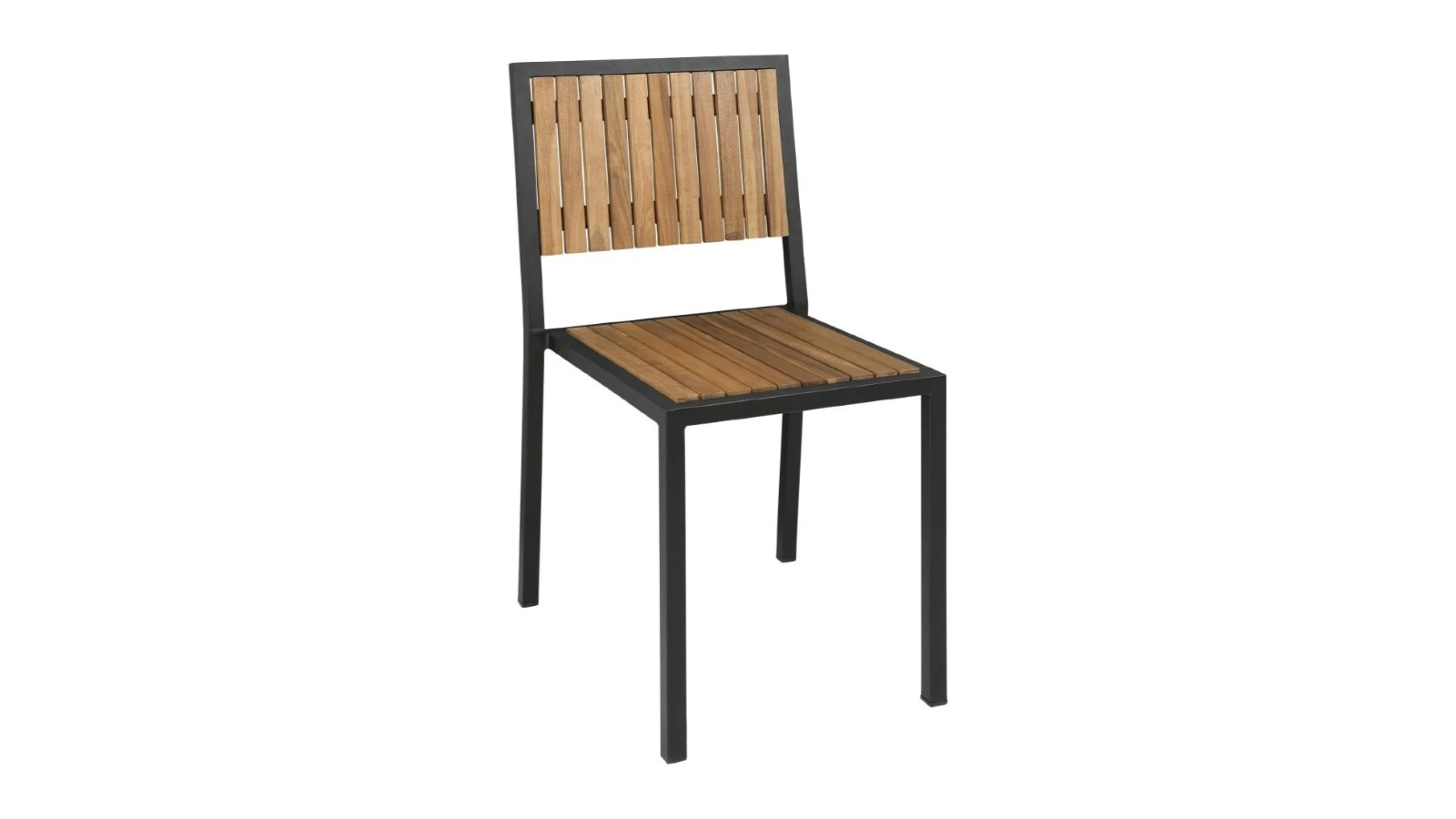 Bolero Pack of 4 Steel and Acacia Cafe Side Chair