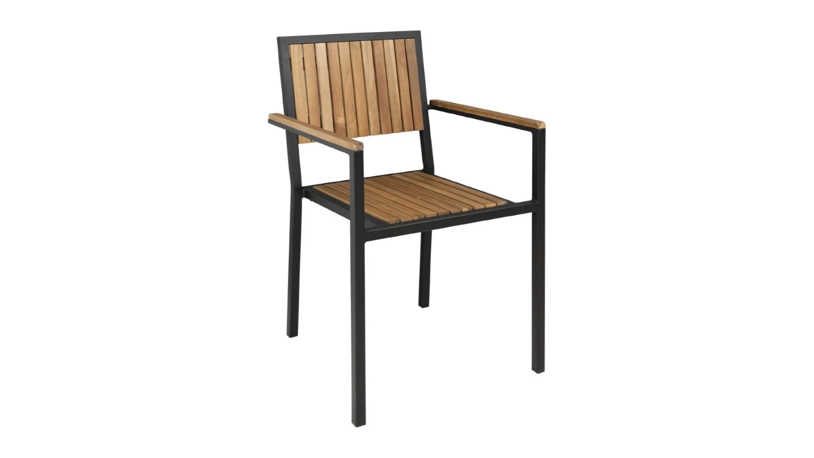 Bolero Pack of 4 Steel and Acacia Cafe Arm Chair