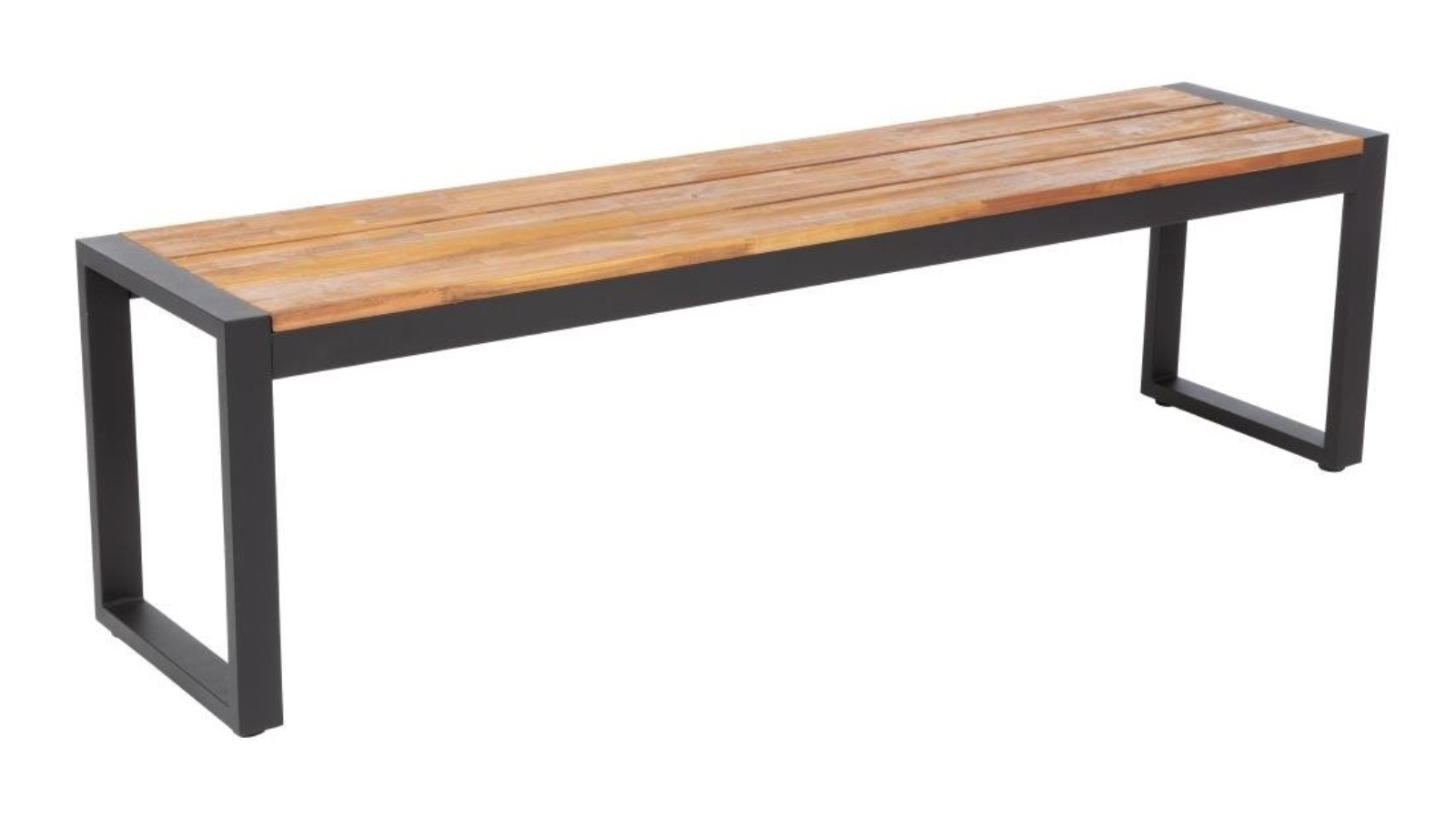 Bolero Pack of 2 Acacia Wood and Steel Industrial Cafe Benche - 160cm
