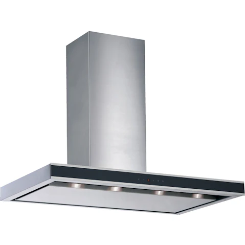Schweigen 90cm Black Glass Canopy Rangehood with Silent Inline Motor - Stainless Steel