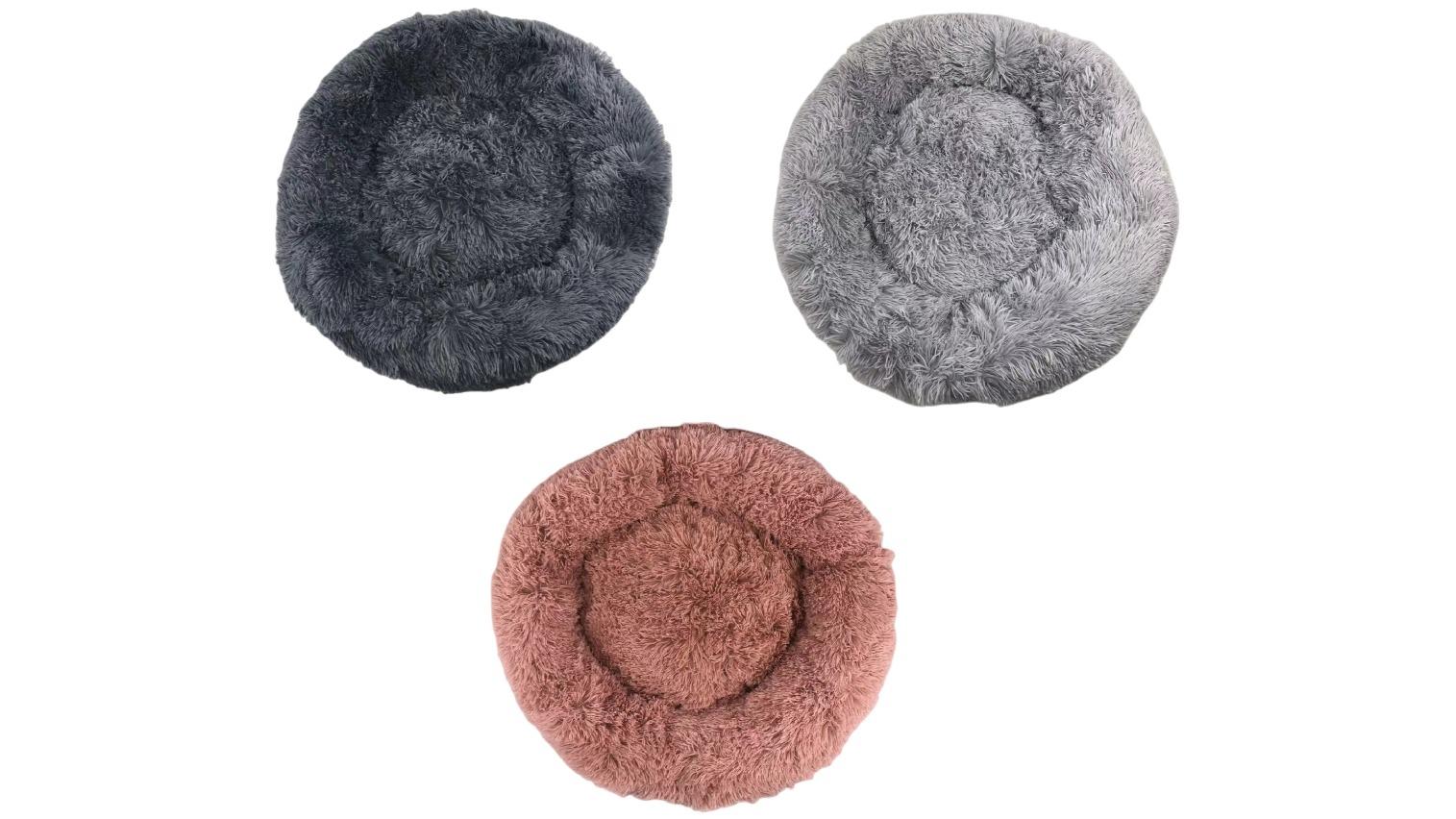 YES4PETS Medium Round Calming Plush Cat Dog Bed Comfy Fluffy Bedding