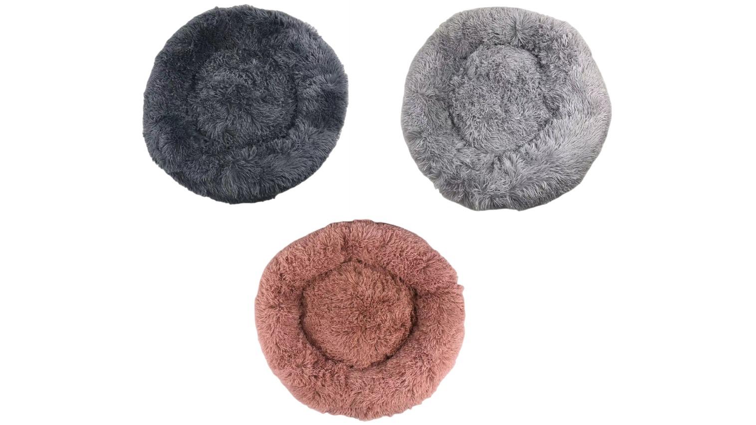 YES4PETS Small Round Calming Plush Cat Dog Bed Comfy Fluffy Bedding