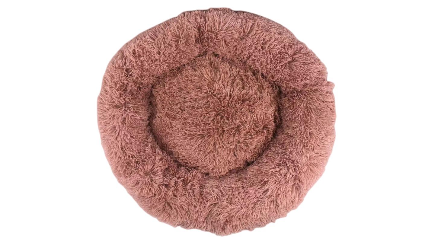 YES4PETS Large Round Calming Plush Cat Dog Bed Comfy Fluffy Bedding - Pink