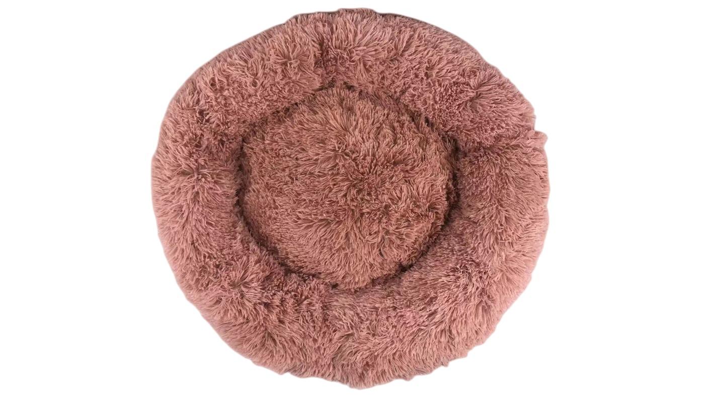 YES4PETS Medium Round Calming Plush Cat Dog Bed Comfy Fluffy Bedding - Pink