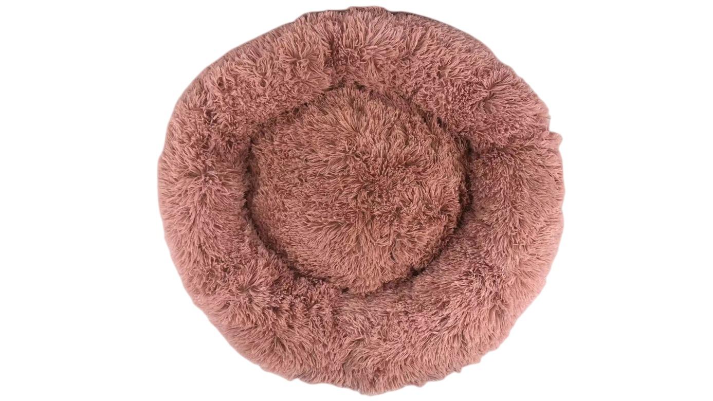 YES4PETS Small Round Calming Plush Cat Dog Bed Comfy Fluffy Bedding - Pink