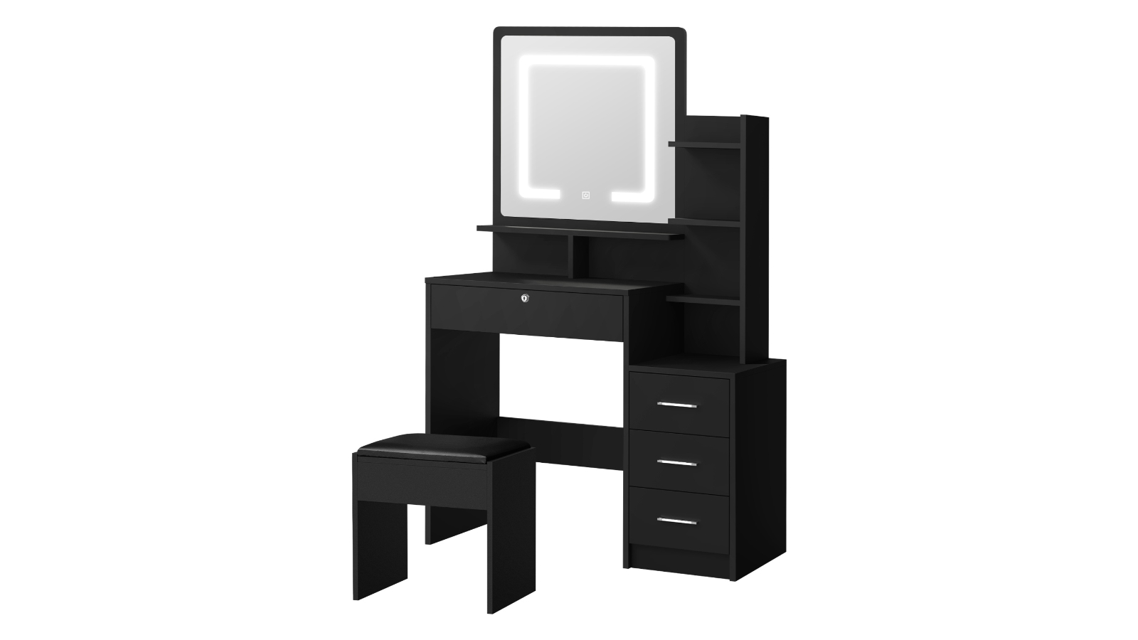 Oikiture LED Light Makeup Mirror Dressing Table - Black