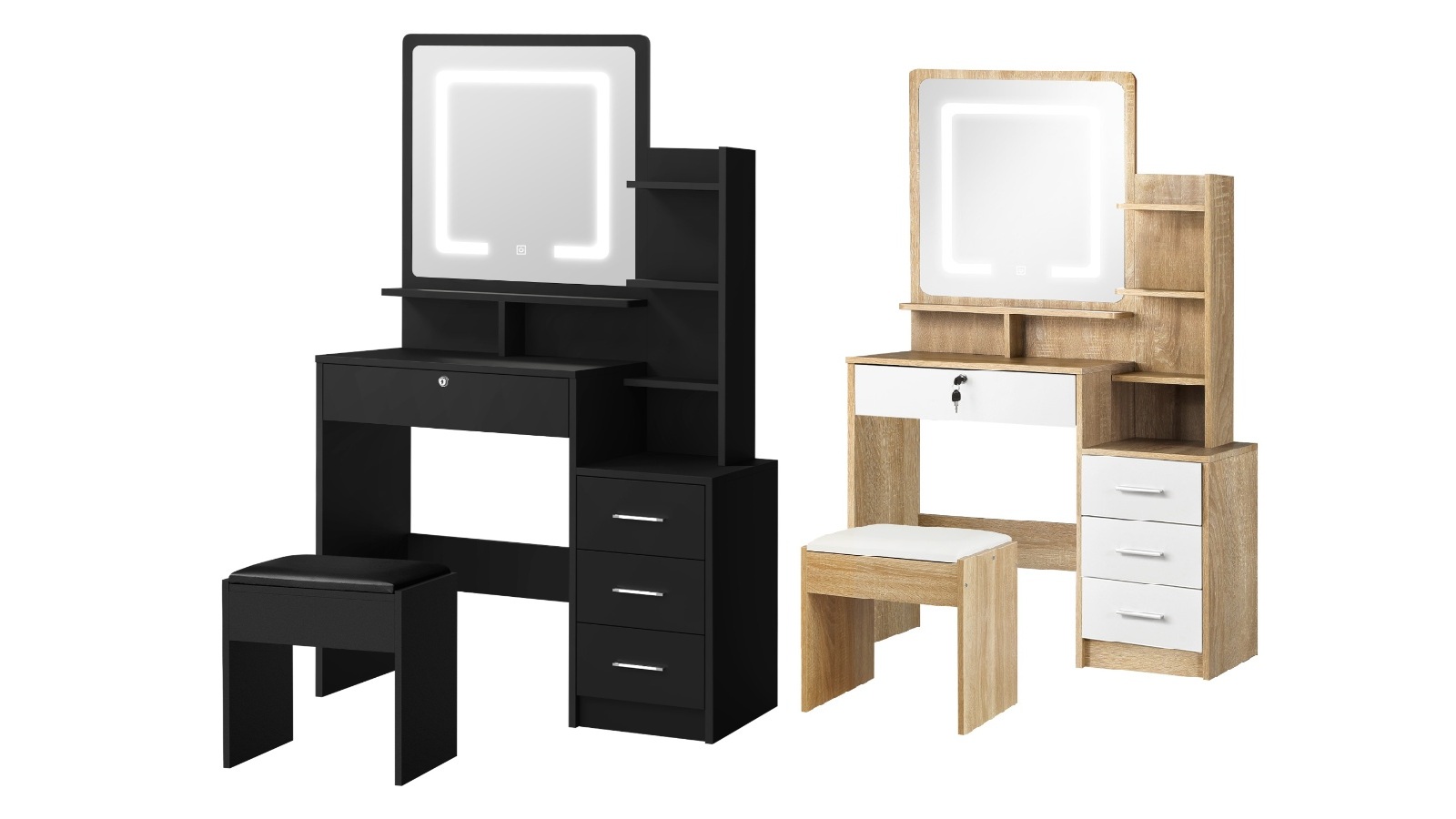 Oikiture LED Light Makeup Mirror Dressing Table 