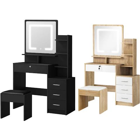 Oikiture LED Light Makeup Mirror Dressing Table
