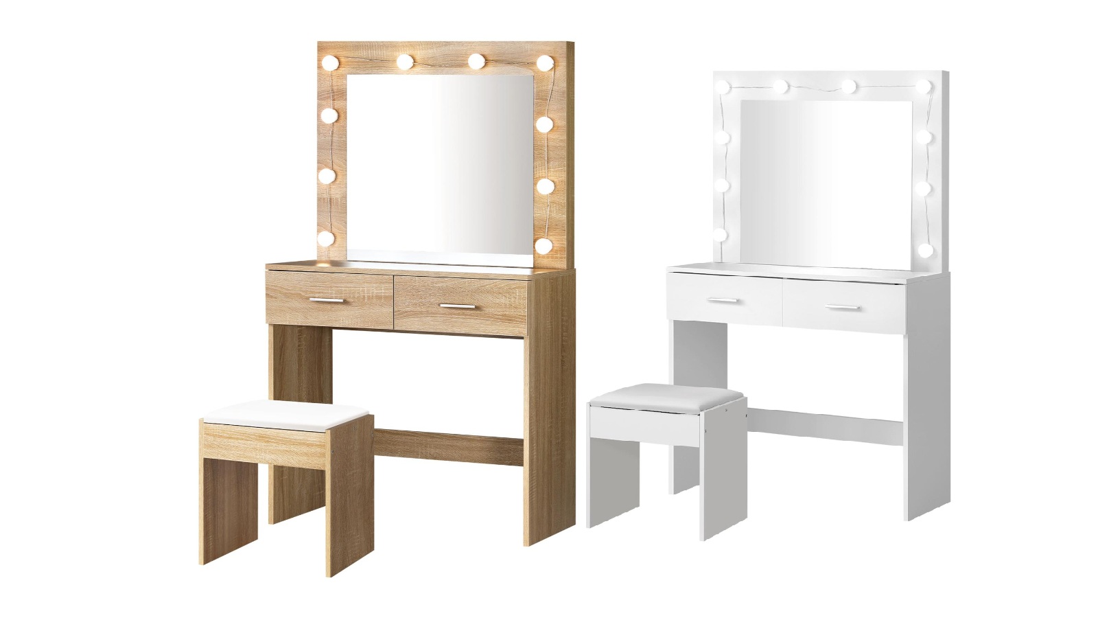 Oikiture 10 LED Bulbs Makeup Mirror Storage Desk 