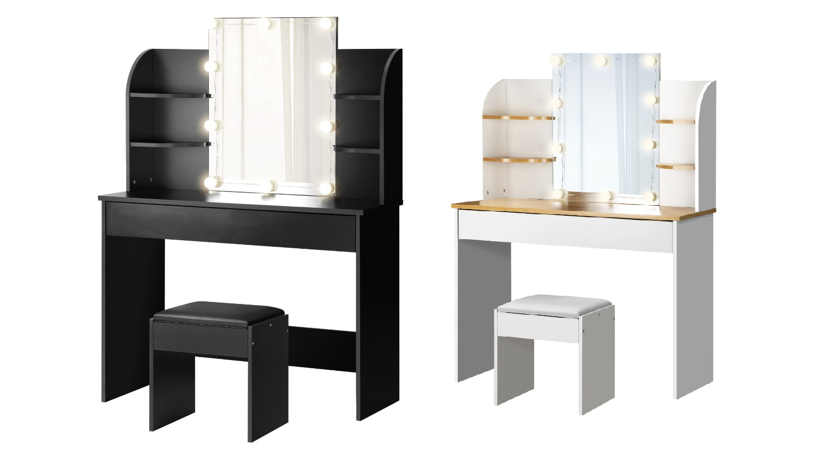 Oikiture 10 LED Bulbs Makeup Mirror Dressing Table