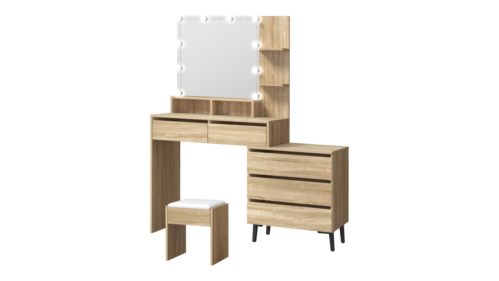 Oikiture 10 LED Bulbs Makeup Mirror Cabinet - Natural