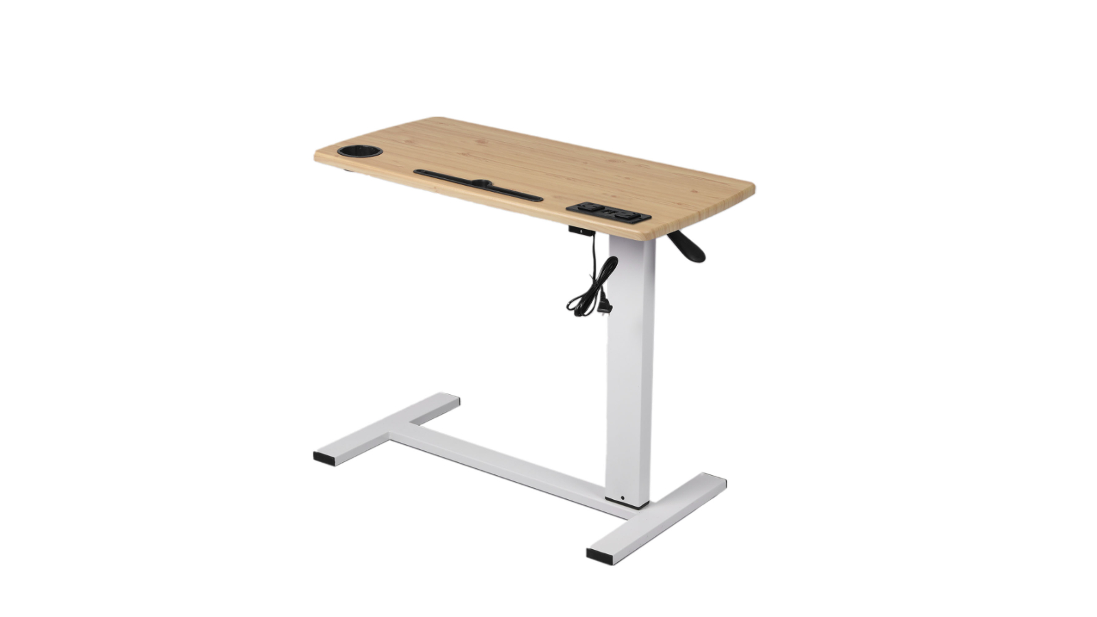 Levede 88cm Steel Frame Adjustable Side Table - Oak